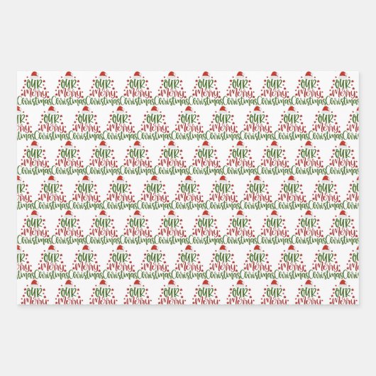 Weihnachtsbaum rot und grün geschenkpapier set (Vorderseite)