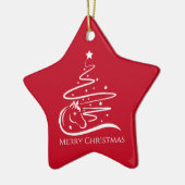 Weihnachtsbaum Rot und Weiß Reittiere Keramik Ornament (Links)