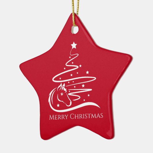 Weihnachtsbaum Rot und Weiß Reittiere Keramik Ornament (Links)