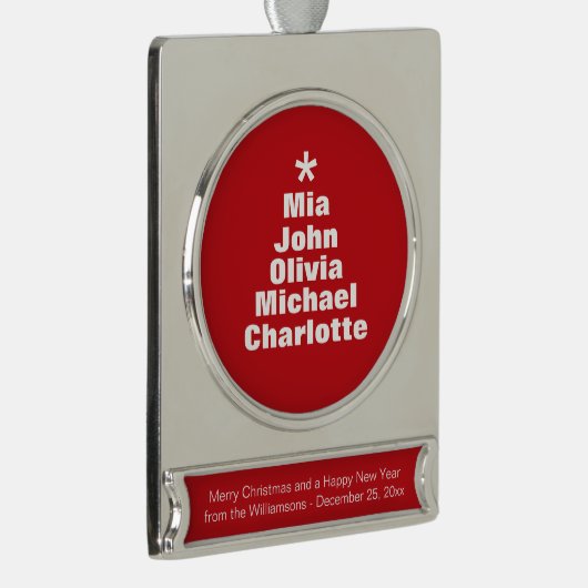 Weihnachtsbaum Rot-weiße Namen Banner-Ornament Silber (Rechts)