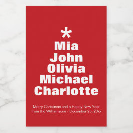 Weihnachtsbaum Rot-weiße Namen Lebensmitteletikett