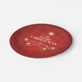 Weihnachtsbaum Rote goldene Sterne Moderne Pappteller (Schrägansicht)