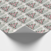 Weihnachtsbaum Rote Häuser & Kirche MCM Geschenkpapier (Ecke)