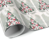 Weihnachtsbaum Rote Häuser & Kirche MCM Geschenkpapier (Rolleneckpunkt)