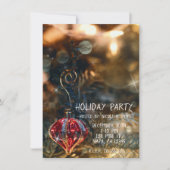 Weihnachtsbaum Rote Ornament Party Einladung (Vorderseite)