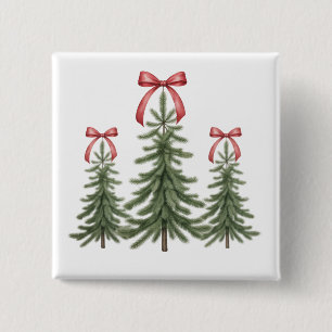 Weihnachtsbaum roter Bogen Retro Frohe Weihnachten Button