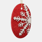 Weihnachtsbaum Roter Glitzer Schneeflocke Keramik Ornament (Rechts)