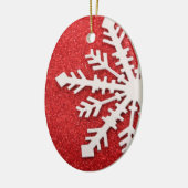 Weihnachtsbaum Roter Glitzer Schneeflocke Keramik Ornament (Links)
