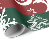 Weihnachtsbaum Roter Grüner Streifen Geschenkpapier (Rolleneckpunkt)