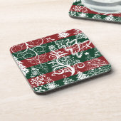 Weihnachtsbaum Roter Grüner Streifen Untersetzer (Linke Seite)
