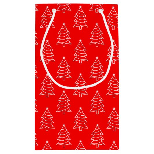Weihnachtsbaum Roter Hintergrund Geschenktasche Kleine Geschenktüte (Rückseite)