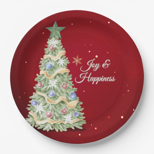Weihnachtsbaum Roter Hintergrund Urlaub Pappteller (Vorderseite)