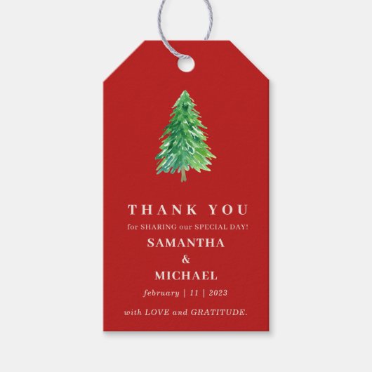 Weihnachtsbaum Roter Weihnachtsdanke Geschenkanhänger (Vorderseite)