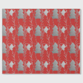 Weihnachtsbaum Roter Wein Silbergrauer Glitzer Hol Geschenkpapier (Flach)