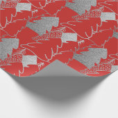 Weihnachtsbaum Roter Wein Silbergrauer Glitzer Hol Geschenkpapier (Ecke)