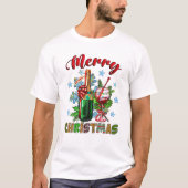 Weihnachtsbaum Roter Weinglas T-Shirt (Vorderseite)
