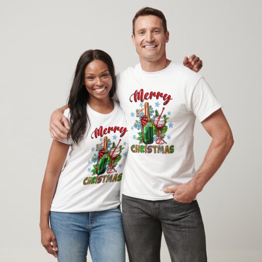 Weihnachtsbaum Roter Weinglas T-Shirt (Unisex)