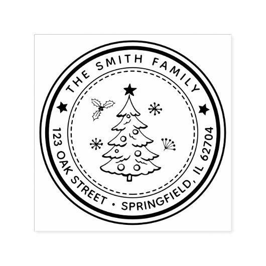 Weihnachtsbaum-Rücksende-Adresse-Stempel Permastempel (Design)