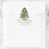 Weihnachtsbaum-Rücksendeadress-Aufkleber Runder Aufkleber (Tasche)
