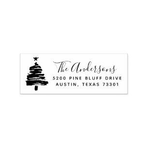 Weihnachtsbaum RÜCKSENDEADRESSE BRIEFMARKE Gummistempel