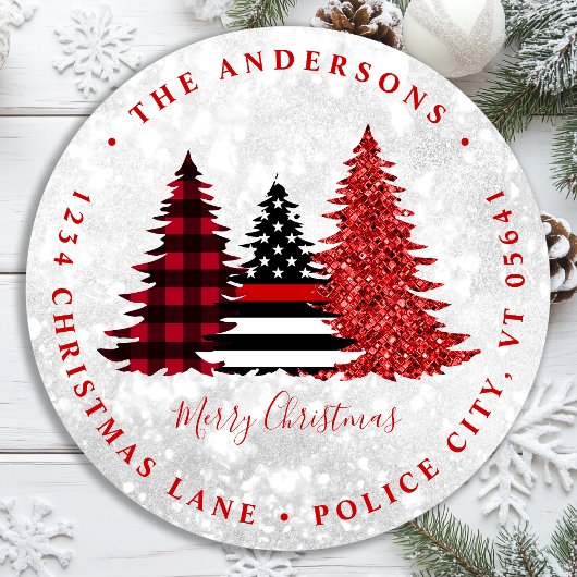 Weihnachtsbaum-Rücksendeadresse des Feuerwehrmanns Runder Aufkleber
