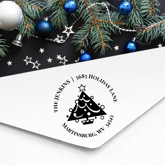 Weihnachtsbaum Rücksendeadresse Gummi Briefmarke Gummistempel
