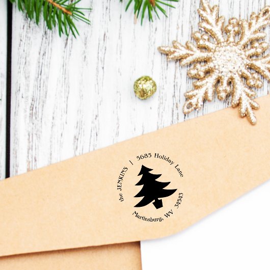 Weihnachtsbaum-Rücksendeadresse Gummistempel