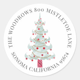 Weihnachtsbaum-Rücksendeadresse Runder Aufkleber