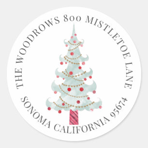 Weihnachtsbaum-Rücksendeadresse Runder Aufkleber