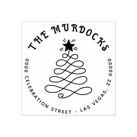 Weihnachtsbaum-Rücksendeadresse Selbstfarben Gummistempel (Prägung)