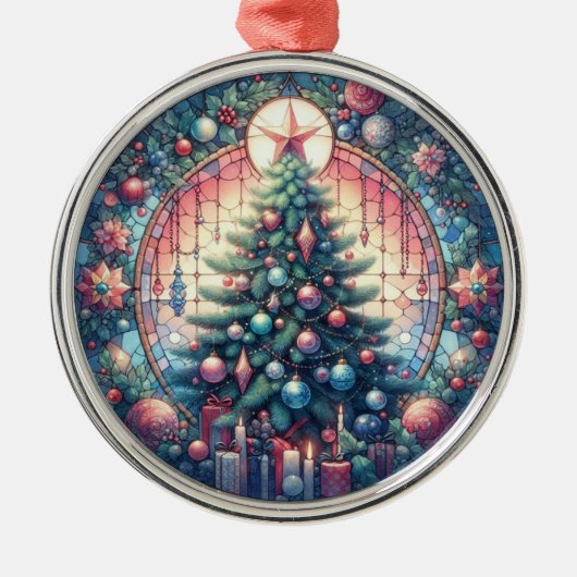 Weihnachtsbaum Runde Ornament Aus Metall (Vorne)