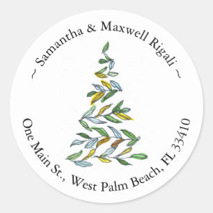 Weihnachtsbaum Runde Rücksendeadressen-Aufkleber Runder Aufkleber