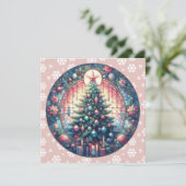 Weihnachtsbaum Runde Weihnachtsgrüße Karte (Stehend Vorderseite)
