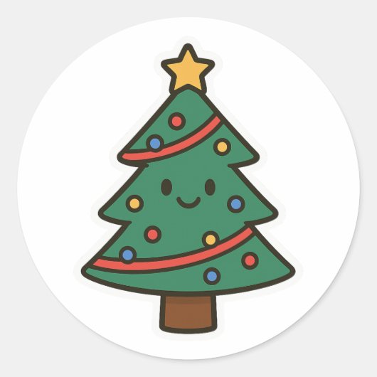 Weihnachtsbaum Runder Aufkleber (Vorderseite)