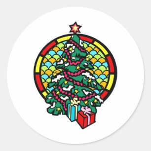 Weihnachtsbaum Runder Aufkleber