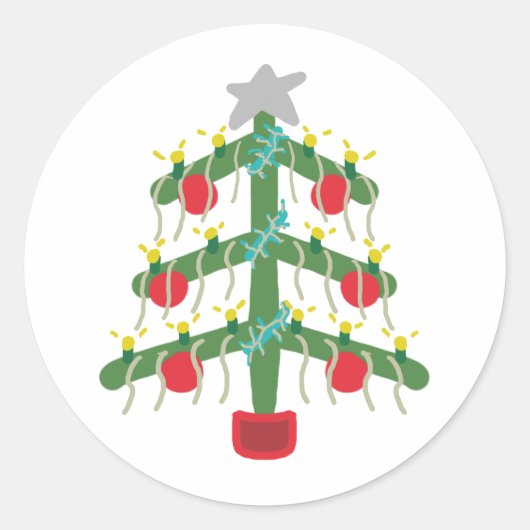 Weihnachtsbaum Runder Aufkleber (Vorderseite)