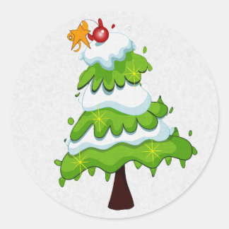 Weihnachtsbaum Runder Aufkleber