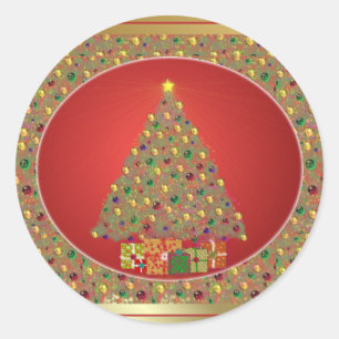 Weihnachtsbaum Runder Aufkleber