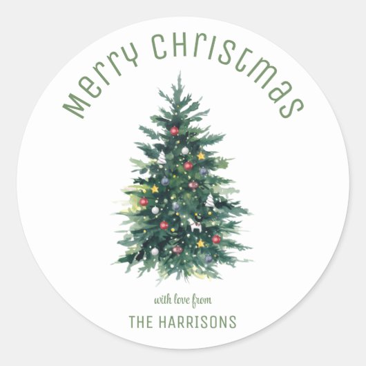 Weihnachtsbaum Runder Aufkleber (Vorderseite)