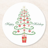 Weihnachtsbaum Runder Pappuntersetzer (Vorderseite)