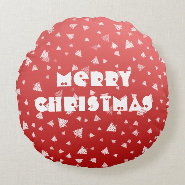 Weihnachtsbaum Rundes Kissen (Vorderseite)