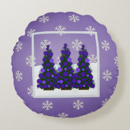 Weihnachtsbaum-rundes Kissen Snowy lila