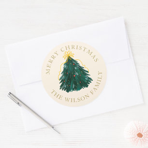"Weihnachtsbaum-Rundsticker   Personalisiert Runder Aufkleber