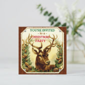 Weihnachtsbaum Rustic Rentier Wood Gran Einladung (Stehend Vorderseite)