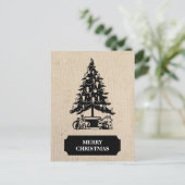 Weihnachtsbaum Rustikale Antike Feiertagspostkarte (Stehend Vorderseite)