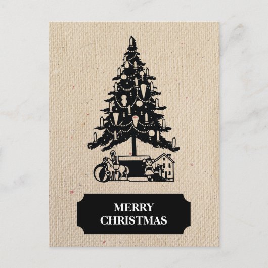 Weihnachtsbaum Rustikale Antike Feiertagspostkarte (Vorderseite)