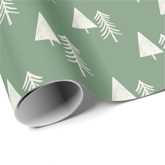 Weihnachtsbaum Sage Green Geschenkpapier (Rolleneckpunkt)