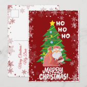 Weihnachtsbaum | Santa | anpassbar Feiertagskarte (Vorne/Hinten)