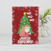 Weihnachtsbaum | Santa | anpassbar Feiertagskarte (Stehend Vorderseite)