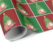 Weihnachtsbaum | Santa | anpassbar Geschenkpapier (Rolleneckpunkt)